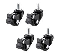 4 Pcs Heavy Duty Swivel Caster Wheels with Brakes Threaded Stem Mount for Furniture & Trolleys Rubber Castor Wheels (M6×1) Durable & Easy to Install Black