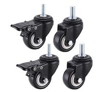 4 Pcs Heavy Duty Swivel Wheels, Polyurethane Threaded Stem Casters M8/M10 for Supermarket Carts, Flower Pots, Furniture, Easy Mobility, Durable Upgrade