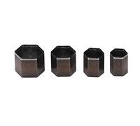 4 Pcs Hex Shape Leather Cutting Dies, Alloy Steel Leather Hollow Punching Die Set, Sharply Edged High Strength Cutting Molds with Storage Box for DIY Belts and Small