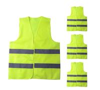 4 Pcs Hi Vis Vest,High Vis Vests Yellow Jackets Visibility Safety Fluorescent Reflective Jacket Security Hi Viz Car Driving Adult Kids Breathable Clothing Set for Men Women Family Cycling Work Running