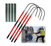 4 Pcs High Voltage Non-Conductive Fiberglass Rescue Pole Set - 3/5/6/10 Ft Safety Rods with 18" Hook, Electrical Emergency Tool (Red, 1m/3.3ft-10kV)