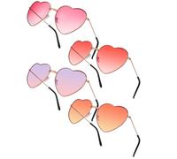 4 Pcs Hippy Specs Sunglasses Retro Heart Shaped Sunglasses 60's 70's Style Glasses Festival Accessories for Hippie Accessories Party Favor