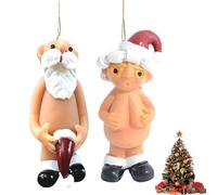4 PCS Home Christmas Decorations Set, Christmas Ornaments for The Home Naughty Gifts, Funny Santa Hanging Decorations Suitable as a Pendant Desktop Decoration Gift Ornament