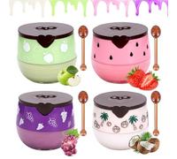 4 PCS Honey Lip Balm,Sleeping Lip Mask for Dry & Cracked Lips,Reduce Lip Lines,Plump & Smooth Lips,Moisturize,with Stick