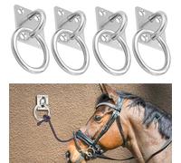 4 Pcs Horse Equipment,Hay Nets for Horse Tie up Rings,Galvanized Tie Down Rings,Biotin for Universal Dog Horses Tie Down Rings