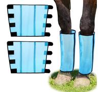 4 Pcs Horse Fly Boot Set, Mesh Design Ensures Air Circulation, Equine Leg Protection Leg Guards for Avoiding Mosquitoes Bites, Makes the Horse Look More Elegant, and the Size Is Easy to Adjust(Blue)