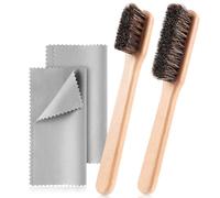 4 Pcs Horsehair Silver Cleaning Dauber Brushes Sterling Detail Polish Applicator Set with Polishing Cloth for Silverware Plateware Jewelry Cleaner(Style C)