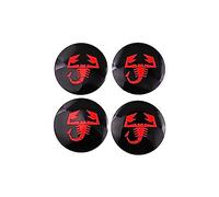 4 Pcs Hub Centre Caps for Abarth 500 595 695 Coppa Coppone 50mm, Wheel Centre Sticker Rim Protectors Badge Logo Wheel Protectors Wheel Trims Wheel Centre Caps,Bla-ck-Red