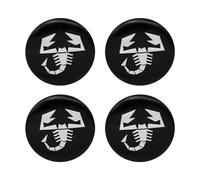 4 Pcs Hub Centre Caps for Abarth 500 595 695 Coppa Coppone 50mm, Wheel Centre Sticker Rim Protectors Badge Logo Wheel Protectors Wheel Trims Wheel Centre Caps,Bla-ck-White
