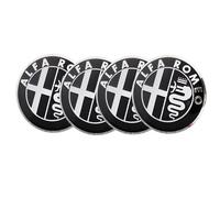 4 Pcs Hub Centre Caps for Alfa Romeo Mito Giulia Giulietta 147 155 156 159 65MM, Wheel Centre Sticker Rim Protectors Badge Logo Wheel Protectors Wheel Trims Wheel Centre Caps,Black White