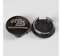 4 Pcs Hub Centre Caps for Mazda 2 3 5 6 MX5 CX5 56mm, Rustproof Car Wheel Center Badge Emblem Sticker, Waterproof Dustproof Auto Center Hub Caps Styling Accessories,A Black