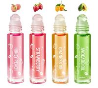 4 Pcs Hydrating Lip Gloss, Fruit Flavored Lip Oil Long Lasting Glow Balm Care, Roll On Lip Gloss Set, Transparent Plumping Lipgloss for Teens and Kids, Lipstick Moisturizing Lip Balm for Women & Girl