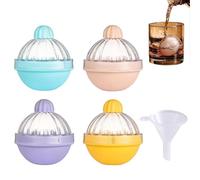 4 PCS Ice Ball Mould, Colorful Silicone Ice Ball Makers with Transparent Funnel, Easy Release Round Ice Cube Moulds for Home and Bar Use, Reusable Easy-Release Circle Ice Tray