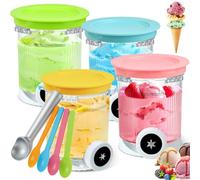 4 Pcs Ice Cream Pints and Lids, Ice Cream Tubs,Compatible with Ninja NC701UK NC700UK NC701 Series Scoop & Swirl Soft Serve Makers,16oz Tubs Containers Cups Jars Set, BPA-Free Freezer & Dishwasher Safe