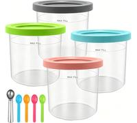 4 Pcs Ice Cream Tubs for Ninja CREAMi - Creami Pint Containers Replacement