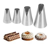 4 pcs Icing Piping Nozzle Tips,Large Piping Nozzle,Flower Piping Nozzles,Grass Piping Nozzle,Cream Cake Decorating Cupcake Fondant Cake Stainless Steel