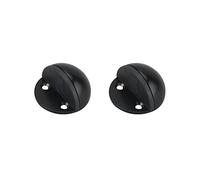4 Pcs in Floor Mount Half Dome Door Stopper, Stainless Steel Floor Mounted Door Stop, Can be Drilled or Drill-Free 3M Adhesive, Doorstop for Hotel Home Restaurant (Black)