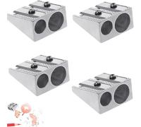 4 Pcs Industrial Style 2 Holes Mini Handheld Metal Magnesium Pencil Sharpener for Schools Office Honey Art Projects