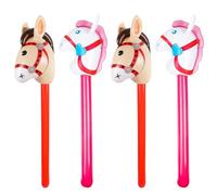 4 Pcs Inflatable Horse Stick Balloons - Cute Pony Party Decor for Kids Birthday/Equestrian Theme Party,96 CM Blow Up Toys for Toddler Outdoor Indoor Games Pink and Red
