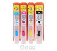 4 Pcs Ink Cartridge Black Blue Magenta Yellow with Permanent Chip, Refillable Replacement Ink Cartridge for Officejet Printers, No Leakage PP Shell Inkjet Cartridge (HP 934-935)