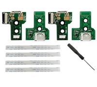 4 PCS Interface Board JDS-030 and 12 Pin Ribbon Cable Compatible with PS4 Pro/PS4 Slim Wireless Controller Replacement Charging Port