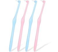 4 PCS Interspace Toothbrush Braces Toothbrush, Orthodontist Toothbrushes for Braces, Orthodontic, Detail Cleaning(Pink, Blue)