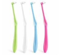 4 PCS Interspace Toothbrush, Compact Soft Slim Interspace Teeth Brush, Single Tufted Toothbrush, Wisdom Interdental Brushes for Detail Cleaning & Orthodontic Braces (Green/Rose Red/Blue/White)