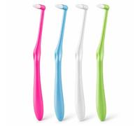 4 PCS Interspace Toothbrush, Compact Soft Slim Interspace Teeth Brush, Single Tufted Toothbrush, Wisdom Interdental Brushes for Detail Cleaning & Orthodontic Braces (Blue/Green/Rose Red/White)
