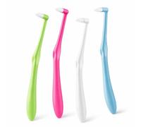 4 PCS Interspace Toothbrush, Compact Soft Slim Interspace Teeth Brush, Single Tufted Toothbrush, Wisdom Interdental Brushes for Detail Cleaning & Orthodontic Braces (Green/Blue/Rose Red/White)