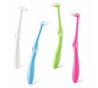4 PCS Interspace Toothbrush, Compact Soft Slim Interspace Teeth Brush, Single Tufted Toothbrush, Wisdom Interdental Brushes for Detail Cleaning & Orthodontic Braces (Rose Red/Green/Blue/White)