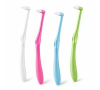 4 PCS Interspace Toothbrush, Compact Soft Slim Interspace Teeth Brush, Single Tufted Toothbrush, Wisdom Interdental Brushes for Detail Cleaning & Orthodontic Braces (Blue/Green/Rose Red/White)