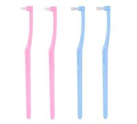 4 Pcs Interspace Toothbrush Slim Compact Soft Single Tufted Toothbrushes for Detail Cleaning Braces and Orthodontic Care Pink Blue