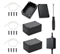 4 PCS IP65 Junction Box, 100x68x50mm ABS Plastic Projects Box Electrical | Electronics, Power, Instrument Cases Box, Black Junction Box for Home, Outdoor and Industrial Electronic Projects