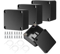 4 Pcs IP65 Waterproof Junction Boxes, Black Plastic External Electrical Junction Boxes, ABS Enclosure Project Boxes, Outdoor Cable Connector Electronic Junction Box, 63x58x35 mm