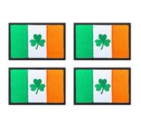 4 PCS Ireland Flag with Lucky Clover Patch Tactical Embroidered Emblem Iron On/Sew On Applique Badge Patches for Clothing,Backpack,T-Shirt,Jersey,Repair,Craft,Jacket,Jeans,Hat,Bag,Costume