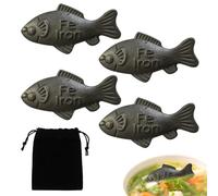 4 PCS Iron Fish, Lucky Iron Fish for Iron Deficiency, Cast Iron Fish Figurine for Iron Deficiency, Iron Fish for Cooking, Iron Fish Pack with Storage Bag