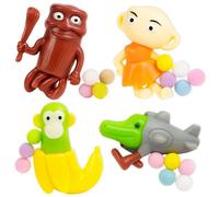 4 PCS Italian Brainrot Squishy Toys, Taba Squishy, Tabba Squishy Kit with Wooden Stick Man, Coffee Dancer, Banana Monkey and Crocodile Plane, Funny Stress Fidget Toys