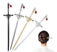 4 PCS Japanese Hair Pins for Buns, Metal Sword Hair Stick Ancient Style Chinese Hair Chopsticks for Women Long Straight Chignon Hairpin for Women Girls Gifts Accessories (4 Colors)
