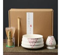 4 Pcs Japanese Matcha Bowl Set with Bamboo Matcha Whisk and Holder Ceramics for Traditional Tea Ceremony Authentic Matcha Kit Perfect for Sifting and Preparing Matcha Enjoy a Slow Tea Life with Elegan
