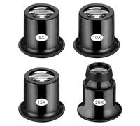 4 Pcs Jewelers Loupe Portable Handheld Magnifier 5X/10X/15X/20X Monocular Magnifier Dome Optics Lens Loupes Magnifying Glass Eye Loops for Gems Diamond Stamps Reading Newspapers Crafts Watch Repair