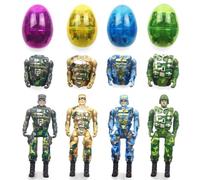4 Pcs Jumbo Deformation Soldier Easter Eggs, Prefilled Easter Eggs with Deformation Soldier, Easter Party Favors, Easter Egg Hunt, Classroom Prize Supplies