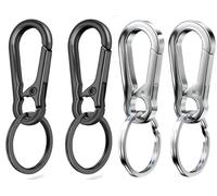 4 Pcs Key Chain Holder Clip, Keychain Clip Key Ring, Keyring Keychains Chain Holder Organizer, Metal Carabiner Keychain, Zinc Keychain with Key Carabiner for Car and Keys Finder Accessories, Silver, 1