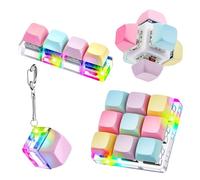 4 Pcs Keyboard Fidget Toy Pack Buttons Keyboard Fidget Toys with LED Light Portable Clicker Fidget Keyboard Keyring for Stress Relief Pass the Time Decompression Gift for Teens Adults