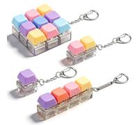 4 Pcs Keyboard Fidget Toys, 4-Button Finger Keyboard Keychain, Stress Relief Fidget Keyboard Clicker, Funny Fidget Keyring (Multi key, Pcs, 4)