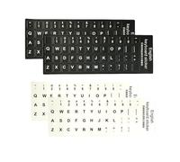 4 Pcs Keyboard Stickers,Universal Keyboard Letter Stickers Replacement Keyboard Letters Sticker, Black & Transparent Background with White Lettering for Computer Laptop Desktop