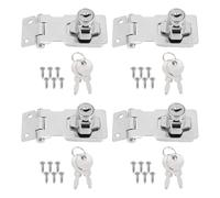 4 Pcs Keyed Hasp Locks 2.5 Inch Twist Knob Locking, Metal Safety Latches Different