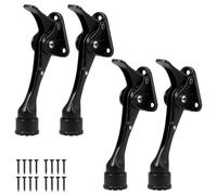 4 Pcs Kick Down Door Stop, 4 Inch Long Black Kick Down Door Stopper Heavy Duty Kicks Downs Doors Stay Holder with Rubber Tip & Spring for Patio Outdoor Gate, Keep Doors Open
