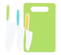4 Pcs Kids Knife Set for Chopping with Cutting Board, Colorful Plastic Knives Child Safe Knives for Real Cooking Serrated Edges Toddler Kitchen Knife Set Cooking Kitchen Tools Toddler Friendly Knive