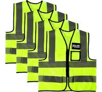 4 Pcs Kids Police Costumes Vest Hi Vis Vest High Visibility Police Officer Vests Policeman Safety Jackets with Reflective Strips for Girls Boys Outside Pretend Play (S, 4-6 years(40-44 cm))