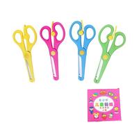 4 Pcs Kids Safety Scissors - Stainless Steel Blunt Edge Elasticity Design for Left/Right Handed | Includes 96 Animal Paper-Cut Patterns